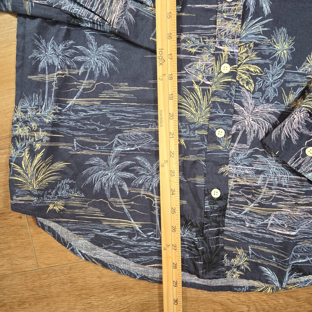 Gap Easy Shirt Womens L Linen Blend Hawaiian Tropical Button Up Beach Resort - Picture 5 of 10